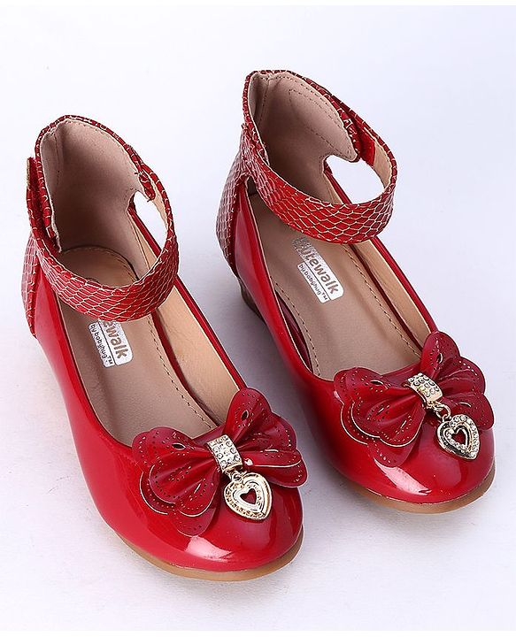 Cute Walk by Babyhug Party Wear Belly Shoes Bow Appliques - Pink
