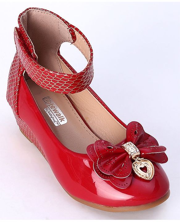 Cute Walk by Babyhug Party Wear Belly Shoes Bow Appliques - Pink