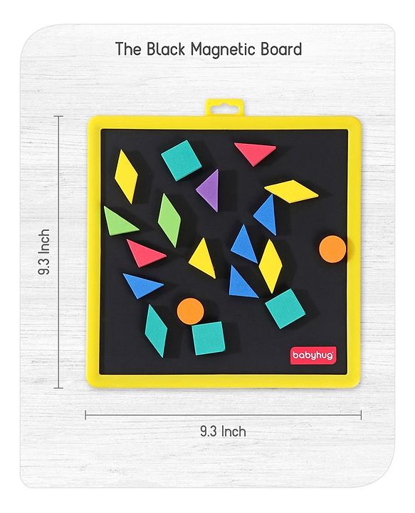 Babyhug Play N Learn Double Side Board with 102 Magnetic Shapes| Playset With Write & Wipe Feature| Puzzle Book with 300+ Patterns| 1 Sketch Pen and Duster Learning and Educational Toy for 4-6 Years Kids| Gifting Toy| BIS Certified