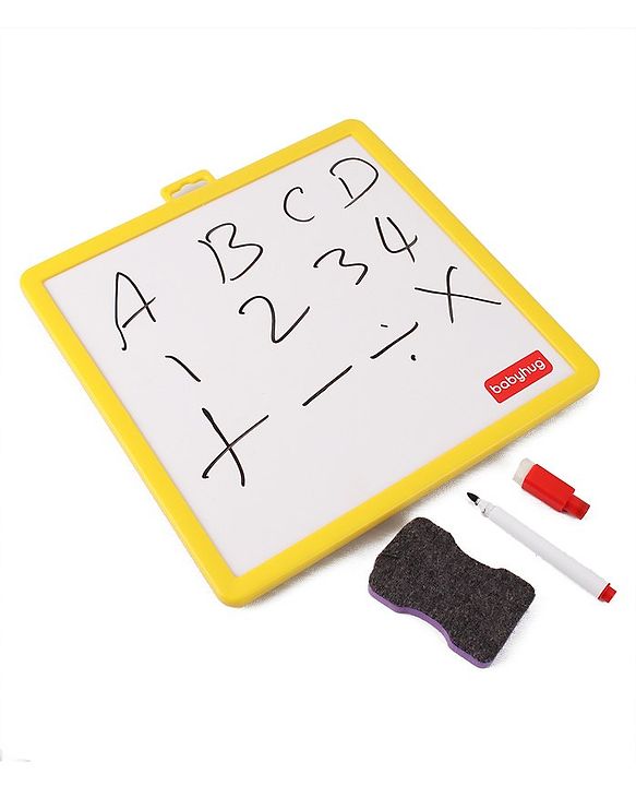 Babyhug Play N Learn Double Side Board with 102 Magnetic Shapes| Playset With Write & Wipe Feature| Puzzle Book with 300+ Patterns| 1 Sketch Pen and Duster Learning and Educational Toy for 4-6 Years Kids| Gifting Toy| BIS Certified