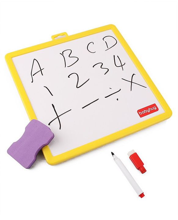 Babyhug Play N Learn Double Side Board with 102 Magnetic Shapes| Playset With Write & Wipe Feature| Puzzle Book with 300+ Patterns| 1 Sketch Pen and Duster Learning and Educational Toy for 4-6 Years Kids| Gifting Toy| BIS Certified