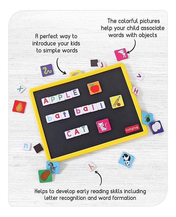 Babyhug Spell World Magnetic Learning Set - 96 Pictures & 144 Alphabets | Fun Magnetic Board | Word Building & Spelling Practice | Enhances Vocabulary, Memory & Problem-Solving Skills | BIS Certified