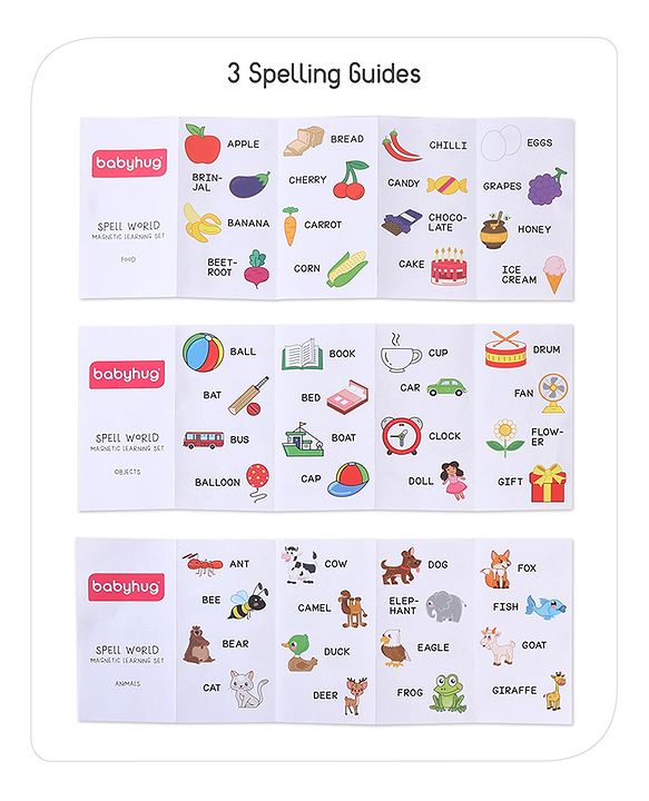 Babyhug Spell World Magnetic Learning Set - 96 Pictures & 144 Alphabets | Fun Magnetic Board | Word Building & Spelling Practice | Enhances Vocabulary, Memory & Problem-Solving Skills | BIS Certified