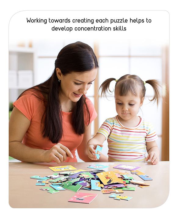 Babyhug Premium Kids Spell and Learn 150 Pieces Puzzle| 50 Three Letter Words - Beautiful Colorful Pictures| Educational and Learning Jigsaw| BIS Certified| 3 Years+