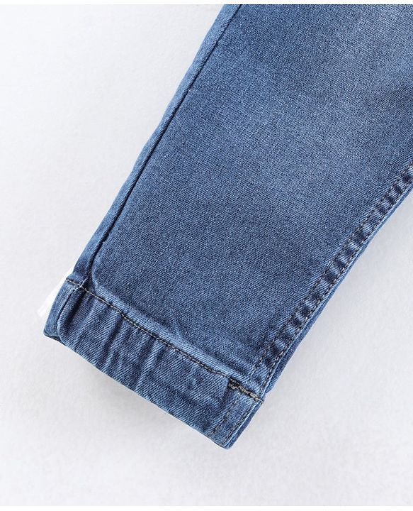 Pine Kids Full Length Denim Jeans With Knitted Waist Band - Blue