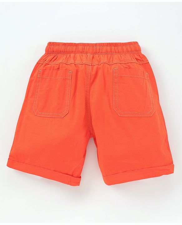 Pine Kids Cotton Lycra Woven Solid Color Shorts - Orange