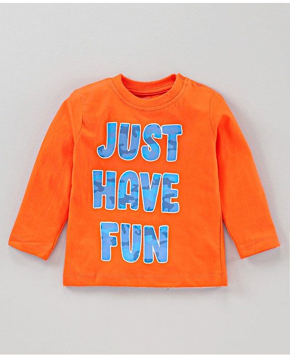 Babyhug Full Sleeves Tees Text Print Pack of 3 - Blue Orange
