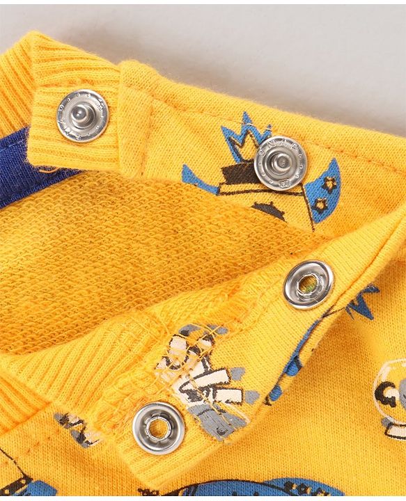 Babyhug Full Sleeves Sweatshirt Rocket Print - Yellow