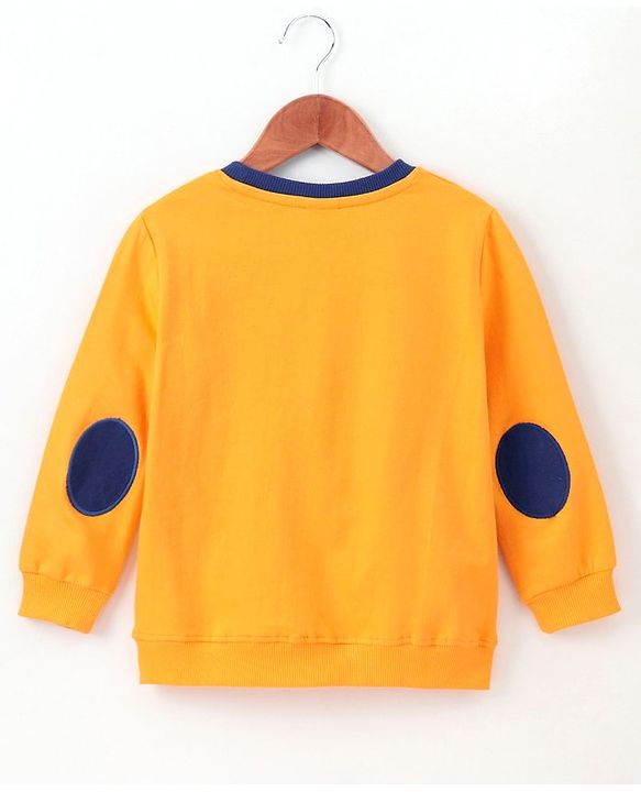Babyhug Full Sleeves Pull Over Sweatshirt Animal Graphics - Mustard