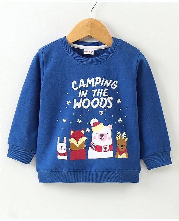 Babyhug Full Sleeves Sweatshirt Animal Print - Blue
