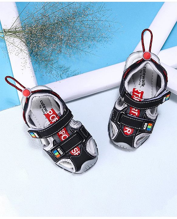 Cute Walk by Babyhug Sandals - Black Red