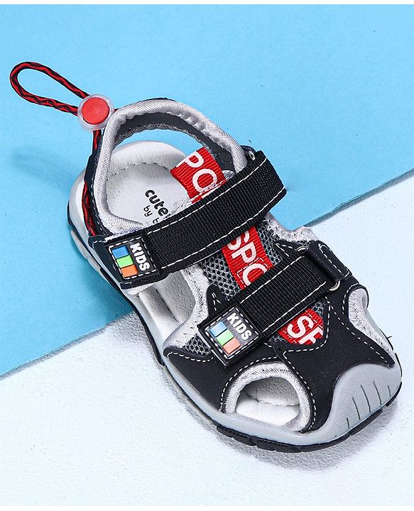 Cute Walk by Babyhug Sandals - Black Red