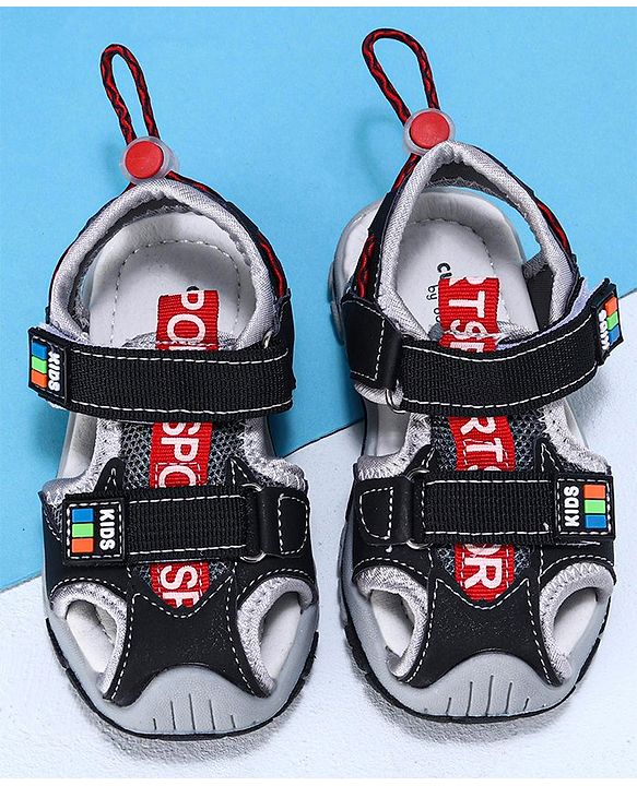 Cute Walk by Babyhug Sandals - Black Red
