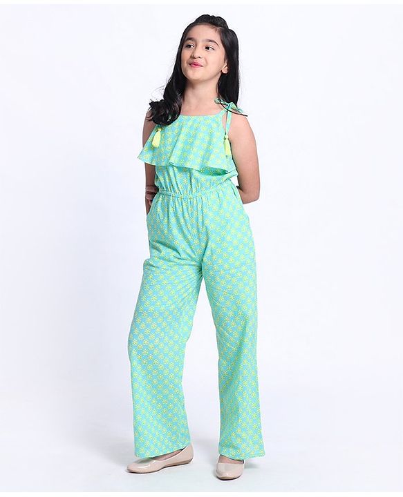 Pine Kids Sleeveless Printed Ethnic Jumpsuit - Blue