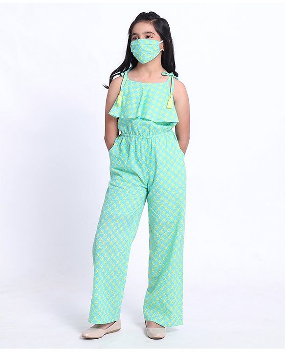 Pine Kids Sleeveless Printed Ethnic Jumpsuit - Blue