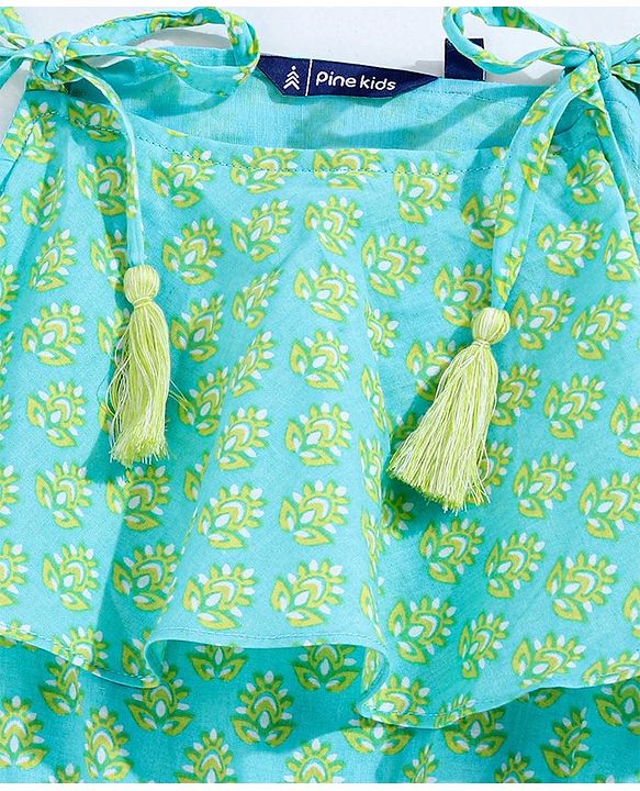 Pine Kids Sleeveless Printed Ethnic Jumpsuit - Blue