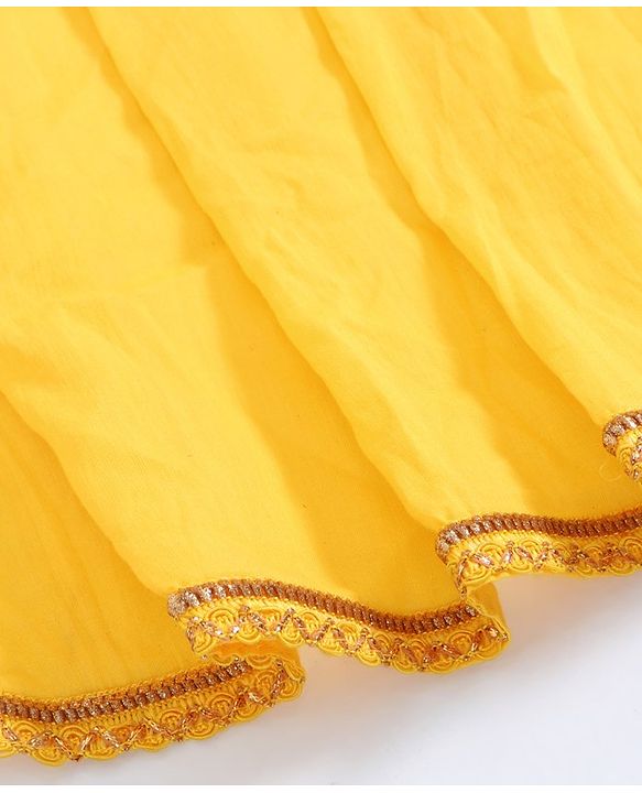 Pine Kids Full Sleeves Ethnic Kurti and Sequined Jacket with Dupatta - Yellow