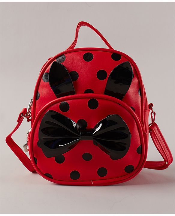 Pine Kids Sling Bag With Black Bow - Red