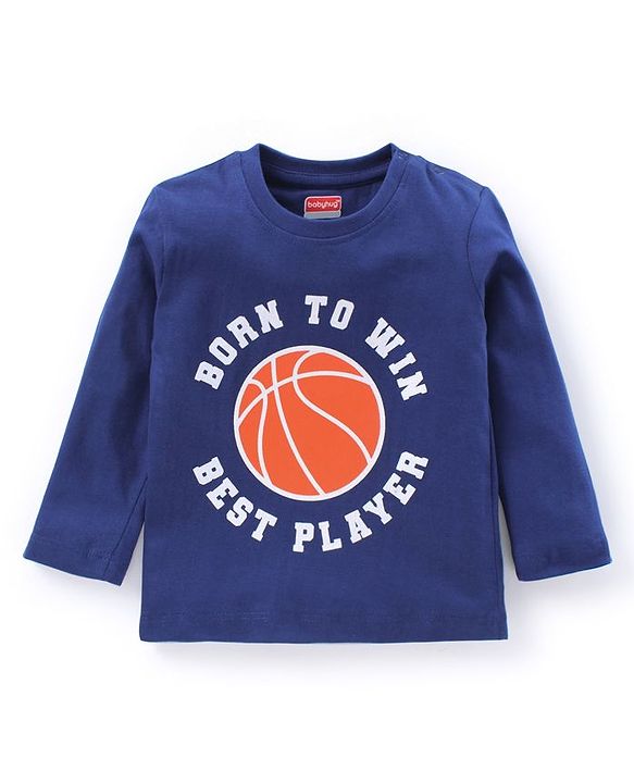 Babyhug Full Sleeves Printed Tee Pack of 3  - Sky & Navy Blue Red