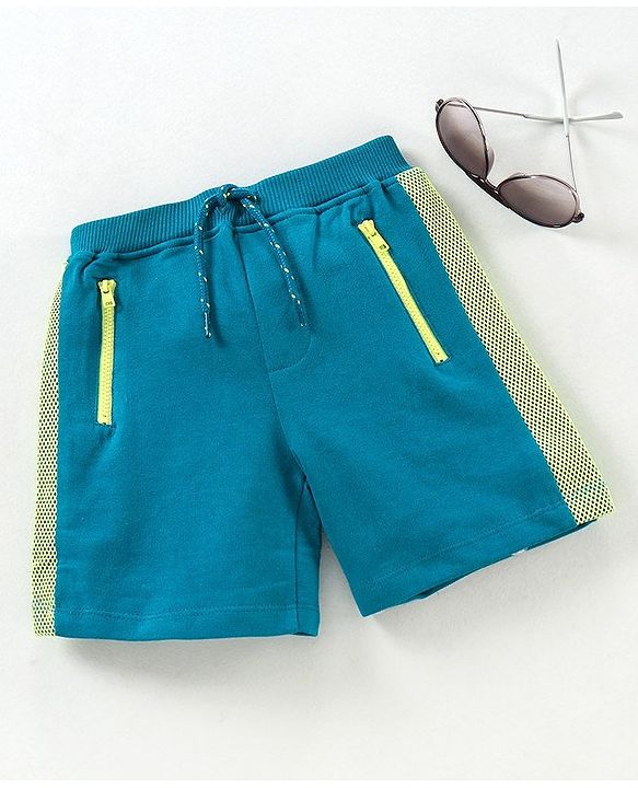 Babyhug Solid Colour Shorts With Drawstring - Aqua Blue