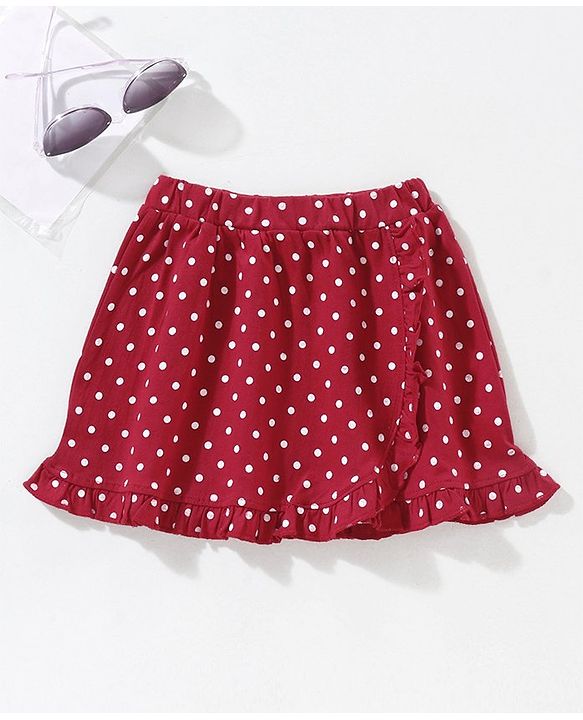 Babyhug Mid Thigh Skirt Polka Dot Print - Jester Red