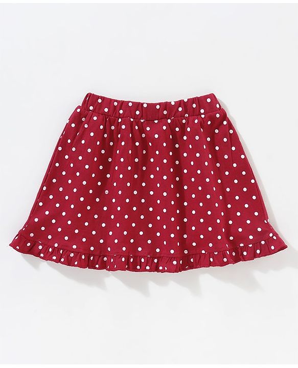 Babyhug Mid Thigh Skirt Polka Dot Print - Jester Red