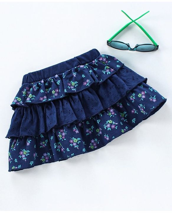 Babyhug Mid Thigh Skirt Floral Print - Blue