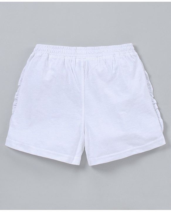 Pine Kids Mid Thigh Length Solid Shorts Pack of 2 - White Pink