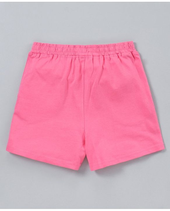 Pine Kids Mid Thigh Length Solid Shorts Pack of 2 - White Pink