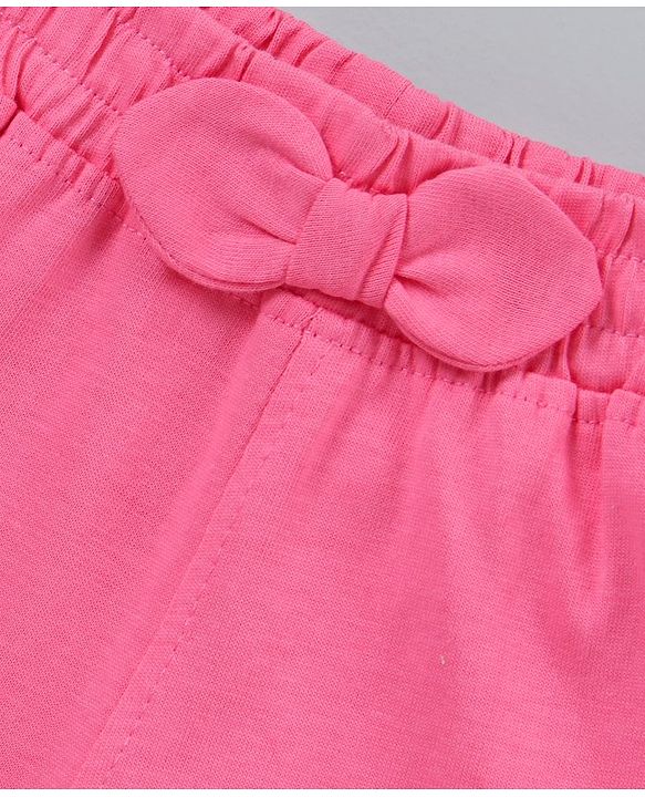 Pine Kids Mid Thigh Length Solid Shorts Pack of 2 - White Pink