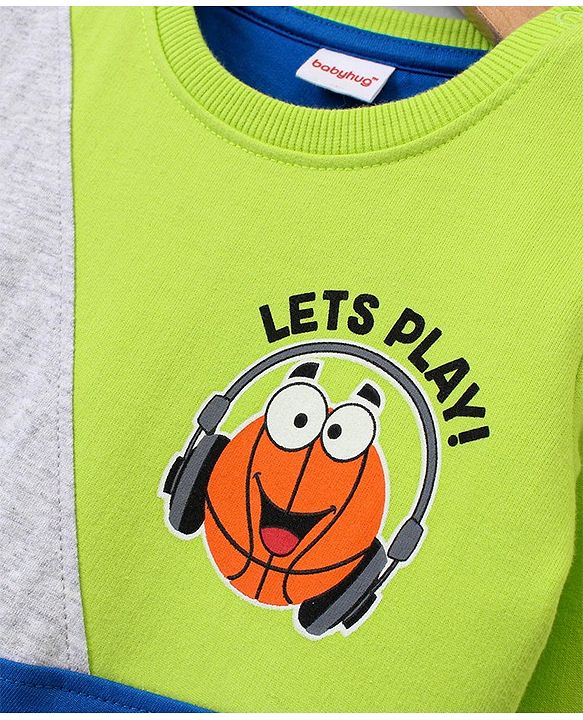 Babyhug Full Sleeves Sweatshirt Basketball Print - Green