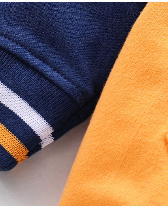 Babyhug Full Sleeves Sweat Jacket Mickey Mouse Print - Yellow Blue