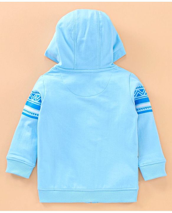 Babyhug Full Sleeves Hooded Sweat Jacket Simba Print - Light Blue