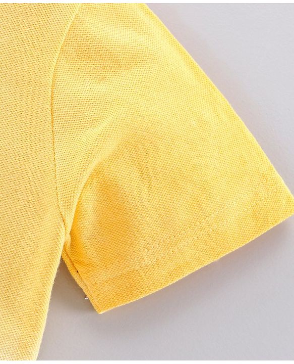 Pine Kids Half Sleeves Bio-Wash Tee Super Rad Embroidery - Yellow Blue