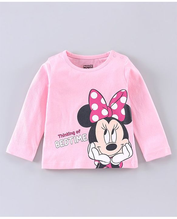 Babyhug Full Sleeves T-Shirt & Pajama Set Minnie Graphic - Pink