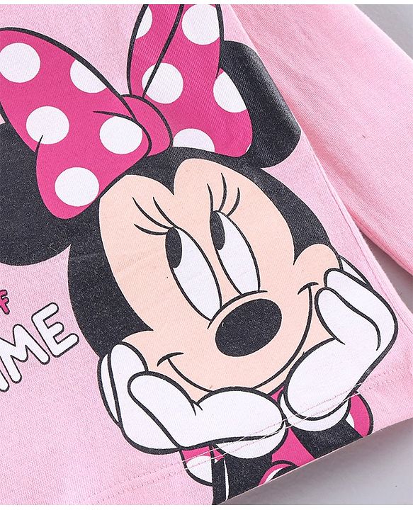 Babyhug Full Sleeves T-Shirt & Pajama Set Minnie Graphic - Pink