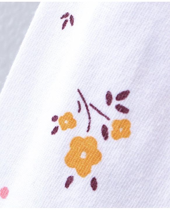 Pine Kids Bio Washed Floral Full Sleeves Tee with Dungaree Style frock - Yellow