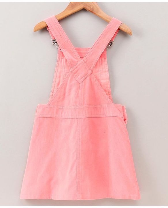 Pine Kids Bio Washed Striper Full Sleeves Tee with Dungaree Style Frock - Pink