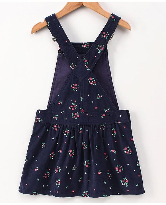 Pine Kids Bio Washed Polka dot Full Sleeves Tee with Dungaree Style Frock - Blue