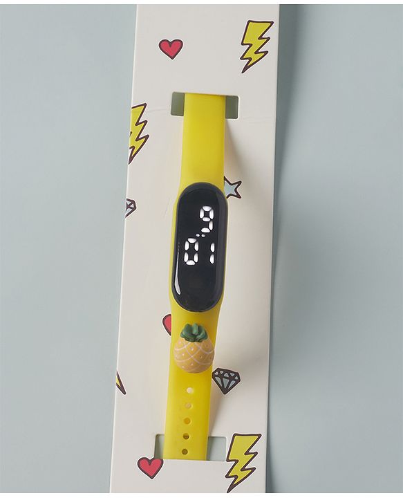 Babyhug Free Size Pineapple Digital Watch - Yellow