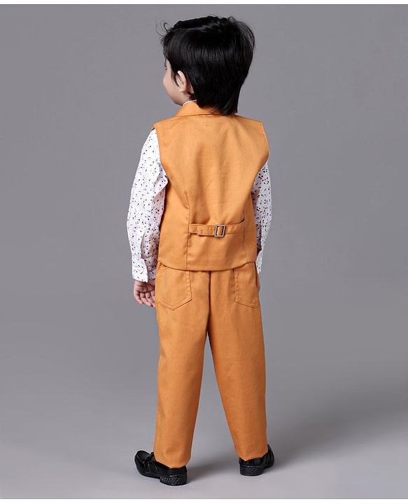 Babyhug Full Sleeves 3 Piece Party Suit with Bow - Yellow