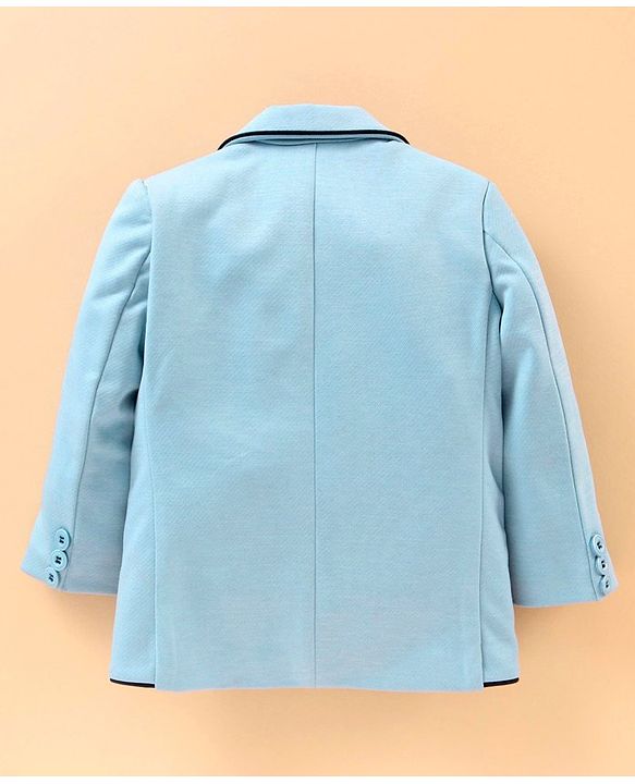 Babyhug Full Sleeves Party Wear Blazer Solid Color - Blue