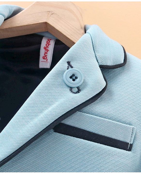 Babyhug Full Sleeves Party Wear Blazer Solid Color - Blue