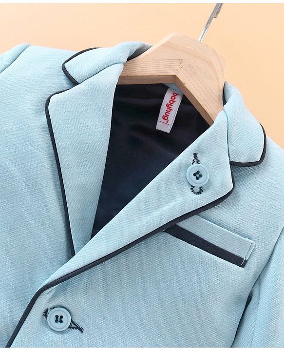Babyhug Full Sleeves Party Wear Blazer Solid Color - Blue