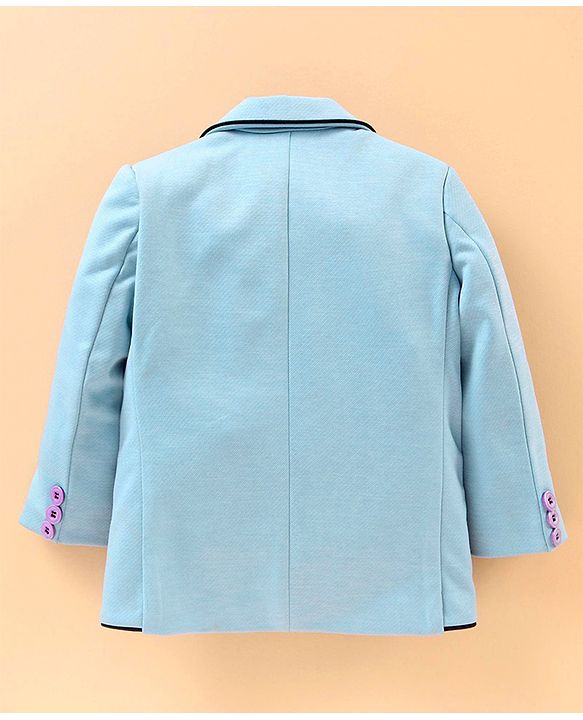 Babyhug Full Sleeves Party Wear Blazer Solid Color - Blue