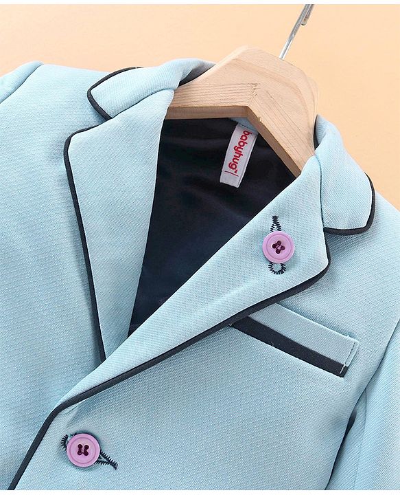 Babyhug Full Sleeves Party Wear Blazer Solid Color - Blue