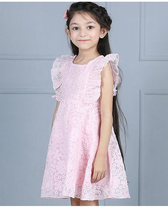 Babyhug Half Sleeves Party Frock - Pink