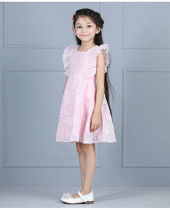 Babyhug Half Sleeves Party Frock - Pink