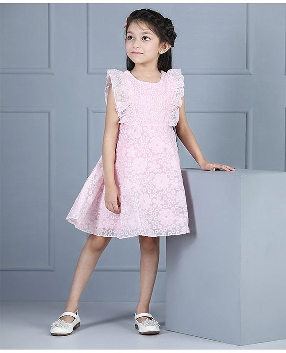 Babyhug Half Sleeves Party Frock - Pink
