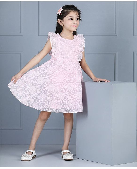 Babyhug Half Sleeves Party Frock - Pink